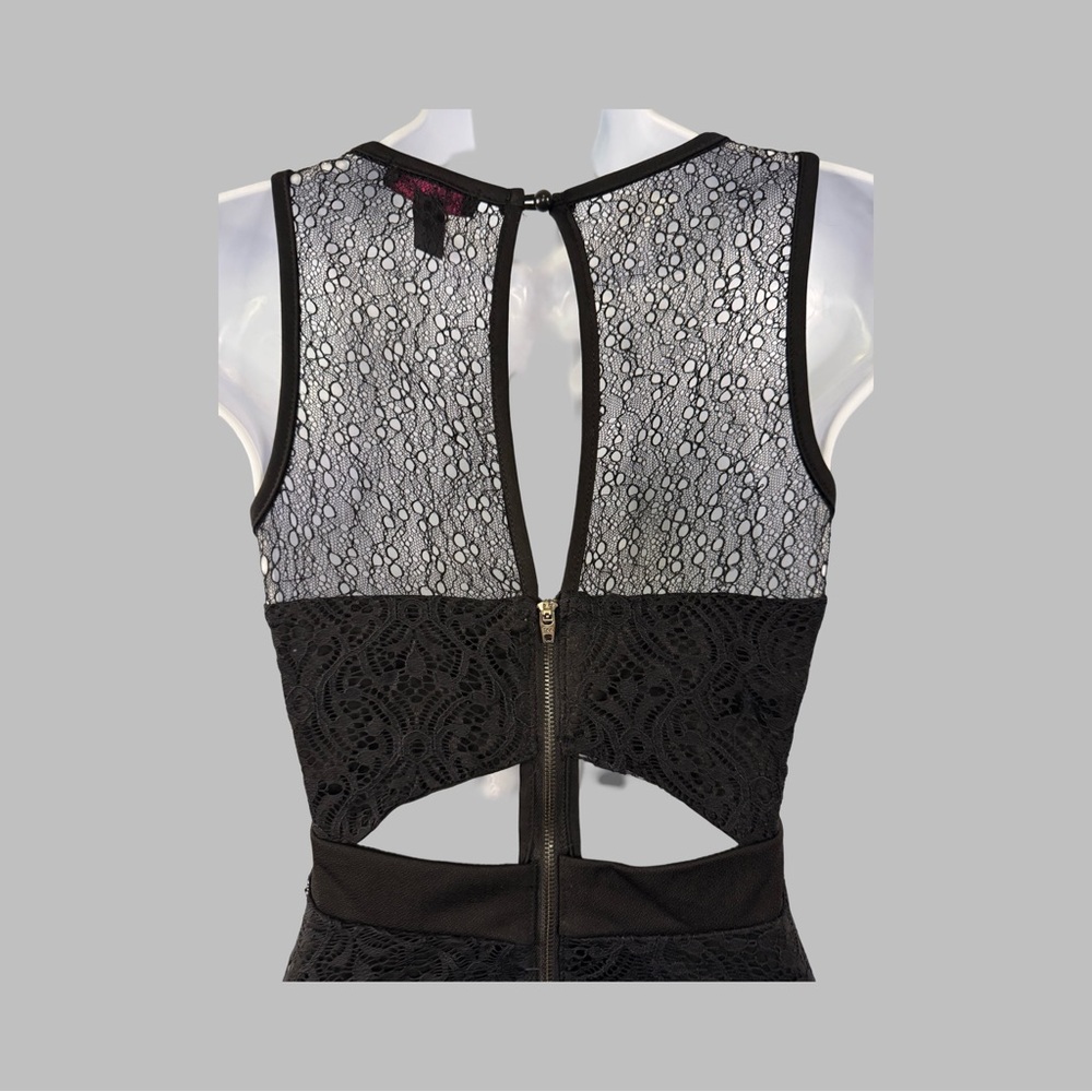 Material Girl Lace Overlay Black Sleeveless Party Mini Dress Size Small - Picture 5 of 9